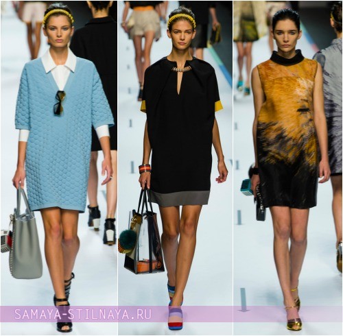 С чем носить платье-тунику летом, на фото коллекция Fendi 2013