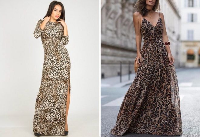 длинное леопардовое платье