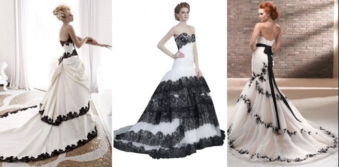 Черное кружевное свадебное платье