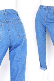 Фиолетово-синие джинсы